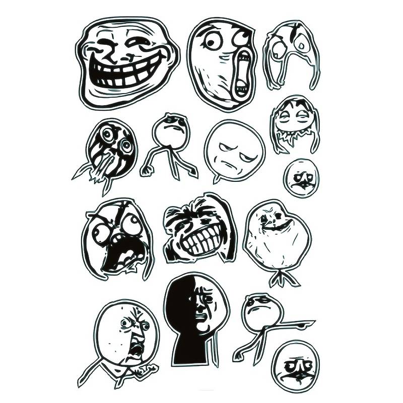 15pcs Troll Face Meme You Mad Bro Sticker Internet Rage Comic Vinyl Sticker  Car Window Trollface Water Bottle Laptop